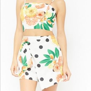 Forever 21 Two Piece Mixed Print Citrus Set